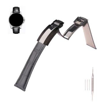 Imagem de MMBAY Pulseiras de relógio de couro preto de 20 mm de substituição para Rolex Submariner Ghost Daytona Yachtmaster Pulseira Wirstband com fivela de implantação para homens e mulheres acessórios de