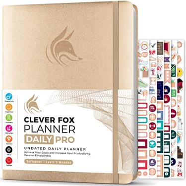 Imagem de Clever Fox Planner Daily Pro – 21,5 x 28 cm Tamanho A4 Planejador de vida diária e diário de gratidão para aumentar a produtividade, gerenciamento de tempo e atingir seus objetivos - sem data - dura 3
