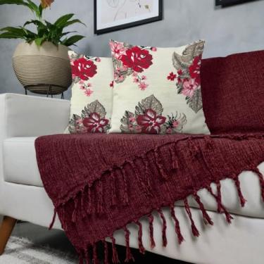 Imagem de Genérico, Kit Manta Para Sofá Vinho + 2 Capas De Almofada Com Zíper Cor:01