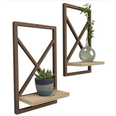Imagem de Prateleira Estilo Industrial 23x37 cm modelo Quadro - Ideal para Sala, Quarto, Cozinha e Banheiro(MARROM 23 x 37cm,1)