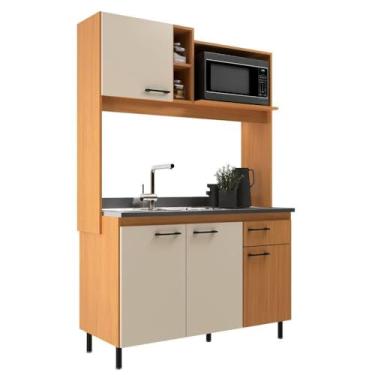 Imagem de Cozinha Compacta Moveis Sul 4949AND YARA 4 Portas e 1 Gaveta MDP Sem Tampo 187x123x51cm