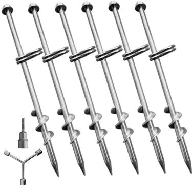 Imagem de Fierywater Kit de estacas para barraca galvanizada de direção dupla arbitrária de 30,5 cm para balanço e trampolim conjunto de estacas de metal sólido com cabeça hexagonal de vento alto