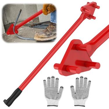 Imagem de Dobrador manual de vergalhão para barras de 1,5 cm - Ferramenta de dobra de metal operada manualmente com cabeça reversa, ideal para hastes de aço plano e aço, vermelho