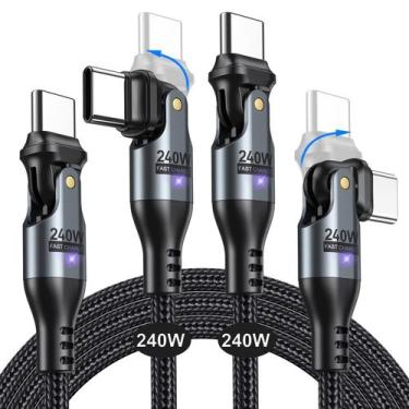 Imagem de Cabo USB C para USB C AUFU 240 W 6 pés (pacote com 2) para telefone/Ma