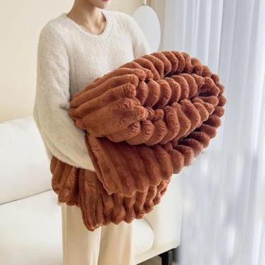 Imagem de Cobertor Reversível Quente King Size Sofá Aconchegante Fuzzy Capa De Textura Espacial, 3 Red, 150 * 200cm