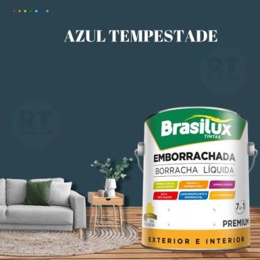 Imagem de Tinta Borracha Líquida Cor Azul Para Parede 3,2l Acrílica Lavável Anti