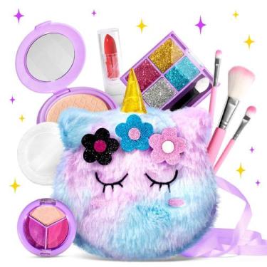 Imagem de Kit de maquiagem ULOVEME Kids lavável para meninas de 4 a 6 anos com b