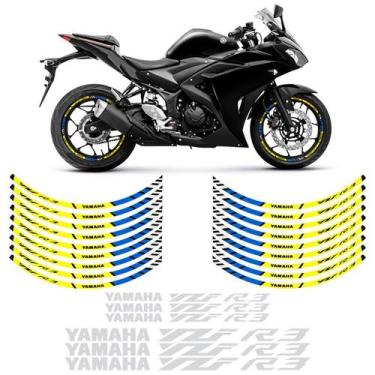 Imagem de Kit Adesivos/filetes Roda Yamaha Yzf R3 Refletivo Amarelo - SPORTINOX,
