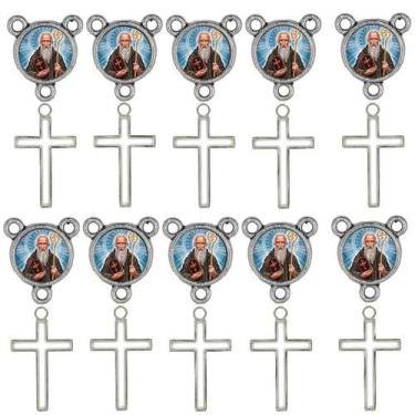 Imagem de 10 Crucifixos + 10 Entremeios São Bento Niquel Resinado - Tudo Em Meta