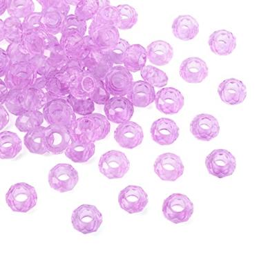 Imagem de Spritewelry 100 contas europeias de vidro com orifício grande 14 mm contas de cristal facetadas Rondelle de vidro para artesanato faça você mesmo colar e brinco