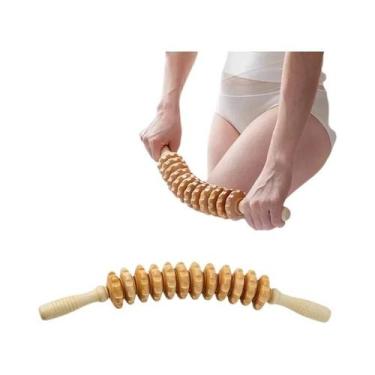 Imagem de Kit De Massagem Maderoterapia Com Rolo De Madeira Para Escultura Corpo