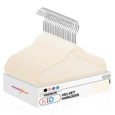 Imagem de Cabides infantis de veludo HOUSE DAY, 14 polegadas, pacote com 50, beg