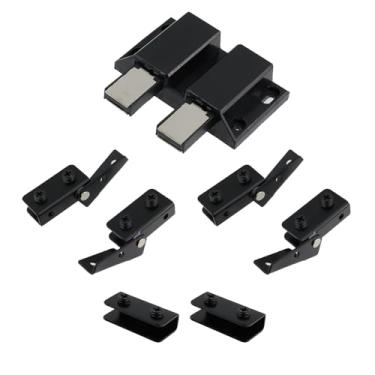 Imagem de Antrader Conjunto de trava magnética de cabeça dupla com dobradiça pivô de porta de vidro de aço inoxidável para porta de vidro de 5 a 8 mm, preto