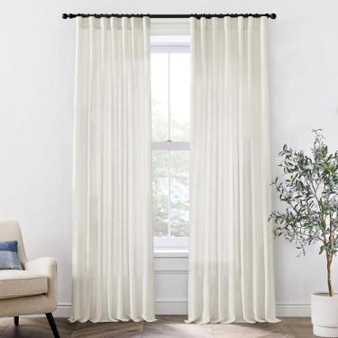Imagem de Cortinas XTMYI Sheer Linen, 2 painéis, 50 x 230 cm, mistura de algodão