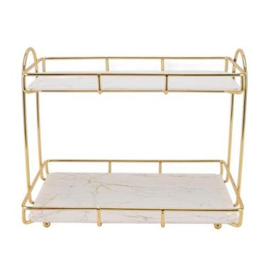 Imagem de Rack de armazenamento de banheiro YWBL-WH 2 camadas de ferro branco do