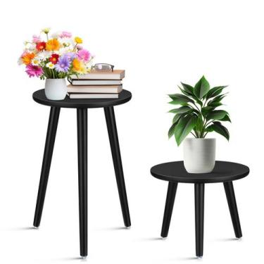Imagem de Plant Stand Briwooody Mid Century Vintage Wood Black 2 unidades