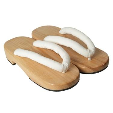 Imagem de Sandálias de fio dental de madeira, tamancos de madeira, sandálias tradicionais japonesas, Branco, 8.5 Women/8 Men
