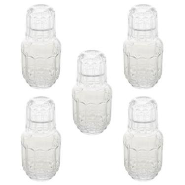 Imagem de 5 Garrafas Moringa de Vidro 500ml com Copo Tampa 145ml Lyor Faces para