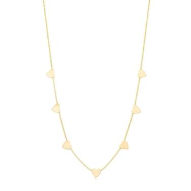 Imagem de Colar Elo 7 Corações, Folheado a Ouro 18k, Semijoia