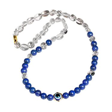 Imagem de Jewever Lápis-lazúli/cristal de quartzo transparente olho turco colar com contas de proteção de amuleto de energia para mulheres e homens, pedras curativas, presentes