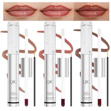Imagem de 3 peças de delineador labial destacável, batom fosco à prova de transferência de tatuagem com óleo labial, batom destacável com ácido hialurônico e vitamina E para todos os tipos de pele, cor