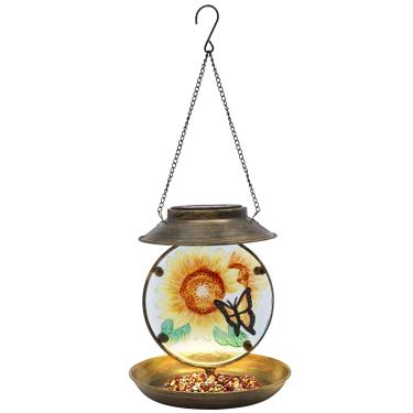 Imagem de ZJRDYYK Alimentadores solares de pássaros para ambientes externos, alimentador de pássaros com luz solar, resistente ao clima e à água, para pendurar ao ar livre, decoração externa e de jardim