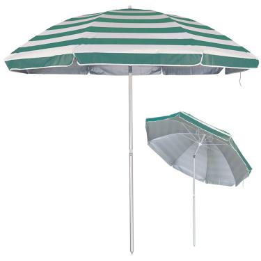 Imagem de Guarda Sol Alumínio 2,6 Metros Grande Diversas Cores Lillos Pet (Verde/Branco, 2,6 M)