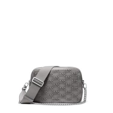 Imagem de Michael Kors Bryant Bolsa tiracolo média com corrente de zíper duplo, ferragens em tom de níquel/logotipo polido gravado em couro/Storm