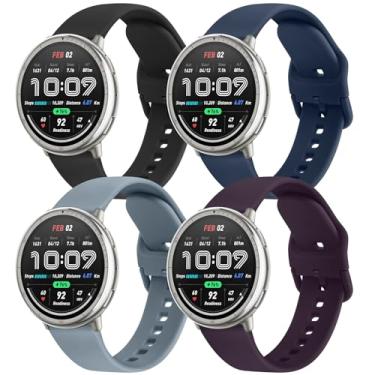 Imagem de AK Pacote com 4 pulseiras compatíveis com Amazfit Active 2 / Active Watch Women Men, pulseira de substituição macia para Amazfit GTS 4 3 2 2e/GTS 4 2 Mini/GTR mini/Bip 3/3 Pro/Bip U Pro/Bip S Lite (C)