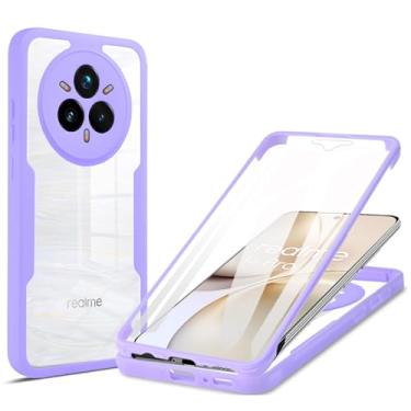 Imagem de Ysnzaq Capa transparente para Oppo Realme 14 Pro, protetor de tela integrado, proteção total de 360° e capa protetora macia fina para Oppo Realme 14 Pro QB roxa