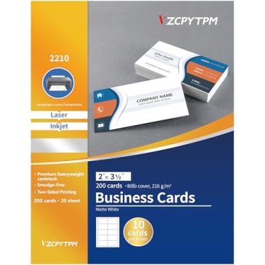 Imagem de VZCPYTPM Cartões de visita imprimíveis 5 x 9 cm, 200 cartões personalizáveis em branco, para impressora a jato de tinta, cartões perfurados para pequenas empresas, cartolina pesada
