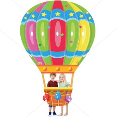 Imagem de Suporte para cabine fotográfica em forma de balão de ar quente, decoração de selfie, pano de fundo, volta às aulas, balão de ar quente, faixa de sala de aula, para estudantes, crianças, aniversário