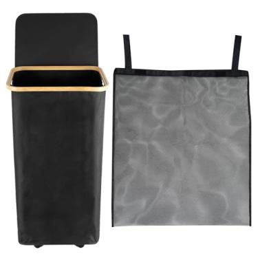 Imagem de Cesto de roupa suja com rodinhas de 110 L, cesto de roupa suja com tampa e bolsa interna removível, cesto de roupas sujas dobrável com alça, cesto de roupa elegante para lavanderia, banheiro, quarto