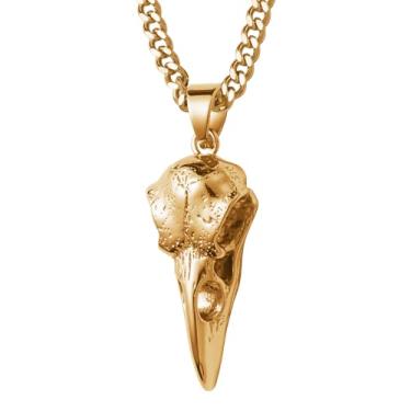 Imagem de SOBHART Colar masculino de aço inoxidável gótico punk motociclista caveira pingente colares corrente joia para homens 55/60/70 cm, Sem Pedra Preciosa