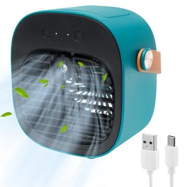 Imagem de Refrigerador de ar de mesa, mini refrigerador de ar portátil pequeno ventilador de refrigeração de ar de mesa ajustável USB portátil ar condicionado mini ventiladores para quarto escritório interno