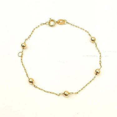 Imagem de Pulseira Infantil 13Cm 5 Bolas Em Ouro 18K