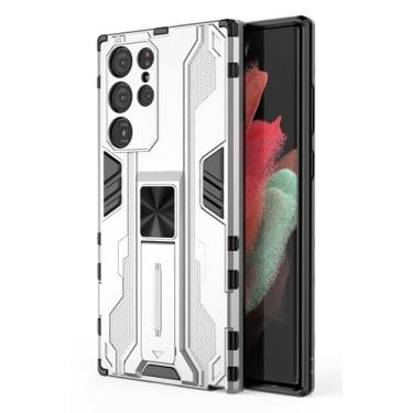 Imagem de SORAKA Capa para Samsung Galaxy S22 Ultra 5G com suporte Capa de proteção resistente para Samsung Galaxy S22 Ultra 5G Capa com placa de metal para suporte magnético para carro Capa Silm Fit