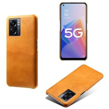 Imagem de Capa para OPPO A57 5G,Proteção contra quedas,Casca de volta de cor sólida simples,Design de couro de imitação de plástico-Orange