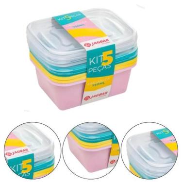 Imagem de Kit 5 Potes Plástico Tampa Organiza Alimentos 750ml Jaguar