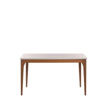 Imagem de Mesa de Jantar Retangular c/ Vidro para 4 Lugares Ella 135 cm - Natural c/ Off White Fosco