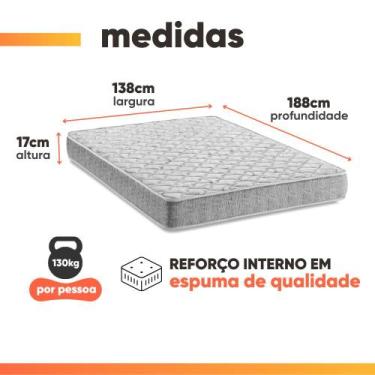 Imagem de Colchão Casal Espuma D33 Inducol Soft 138x188x17cm CBP, Cinza