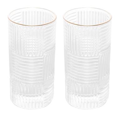 Imagem de Jogo De 2 Copos Altos Com Borda Dourada 400ml Chess Wolff