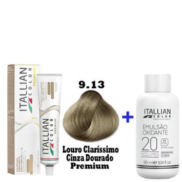 Imagem de Kit Coloração Itallian Premium 60g Louro Claríssimo Cinza Dourado 9.13