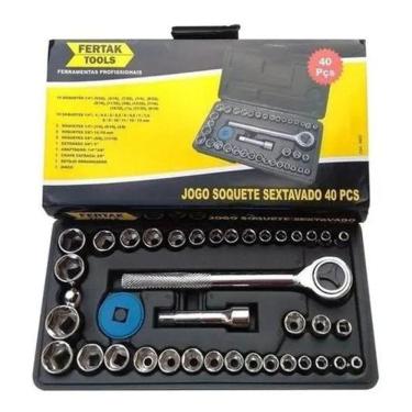 Imagem de Jogo Soquetes Sextavados 1/4 - 40 Peças Fertak Com Maleta