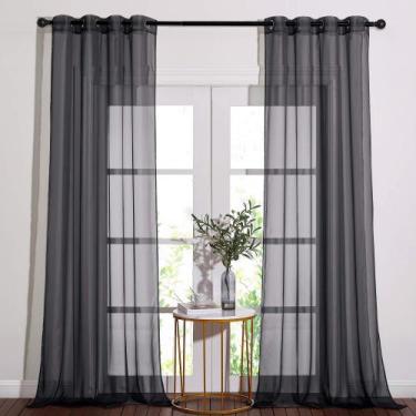 Imagem de Cortinas transparentes NICETOWN pretas de 229 cm de comprimento, 2 pai