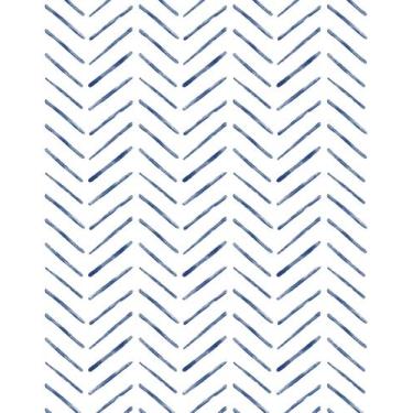 Imagem de Papel de parede Rugreat Herringbone PVC azul e branco 10m x 44cm