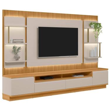 Imagem de Painel Para TV 70 Pol com Rack Bancada 297cm Real L06 Tauari/Off White - Mpozenato