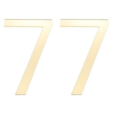 Imagem de PATIKIL Números de casa, 2 peças de número de casa moderna de acrílico autoadesivo de 10 cm para endereço externo caixa de correio porta fazenda casa escritório apartamentos quarto de hotel, ouro (7)