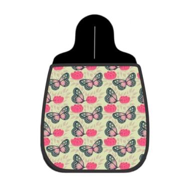 Imagem de Lixeira De Carro Organizador Lixinhocar Borboletas Rosas Fundo Creme