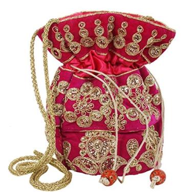 Imagem de Purpledip Bolsa Potli Bags com cordão (Potli01$), rosa, Large